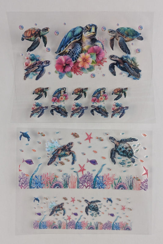 Mini Tumbler Keychain UV/DTF Wraps - Turtle - Multiple Designs Available