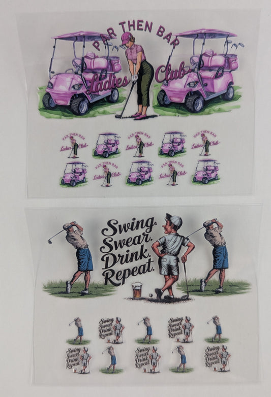 Mini Tumbler Keychain UV/DTF Wraps - Golf - Multiple Designs Available