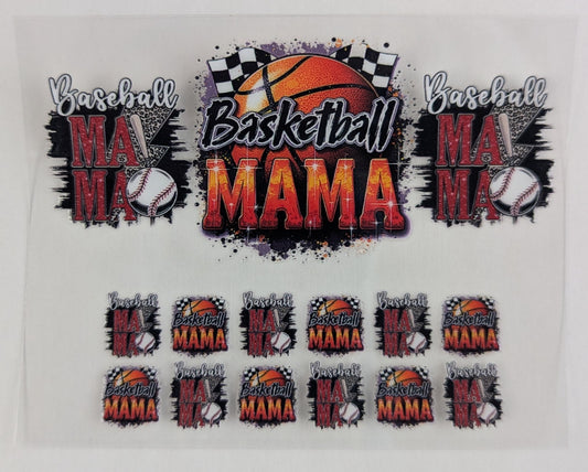 Mini Tumbler Keychain UV/DTF Wraps - Baseball & Basketball Mama