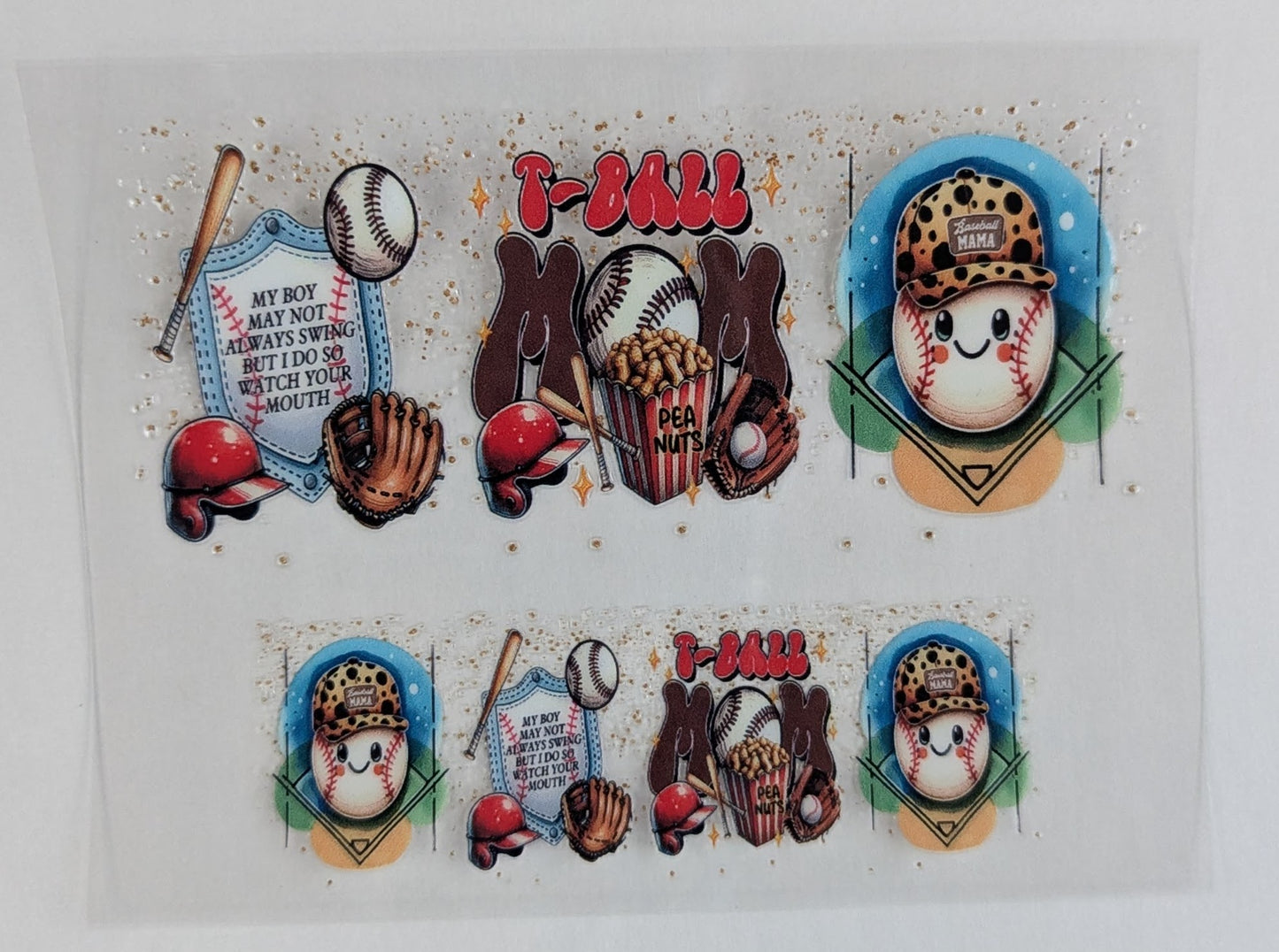 Mini Tumbler Keychain UV/DTF Wraps - Baseball / T-Ball Mom - Multiple Designs Available