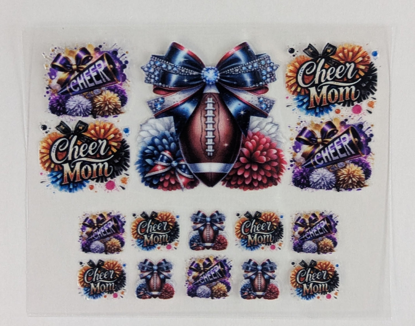 Mini Tumbler Keychain UV/DTF Wraps - Cheer Football Mom - Multiple Designs Available