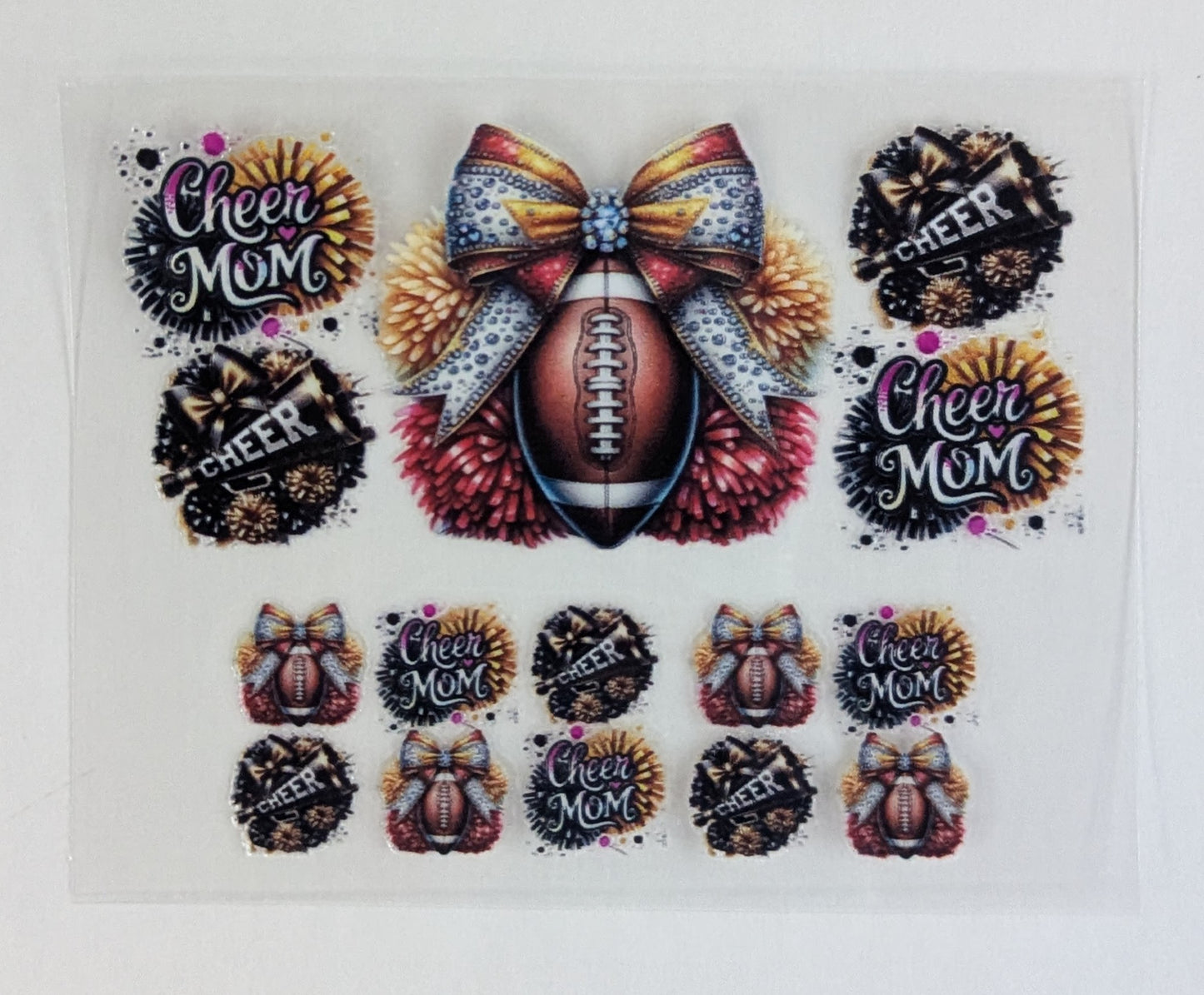 Mini Tumbler Keychain UV/DTF Wraps - Cheer Football Mom - Multiple Designs Available