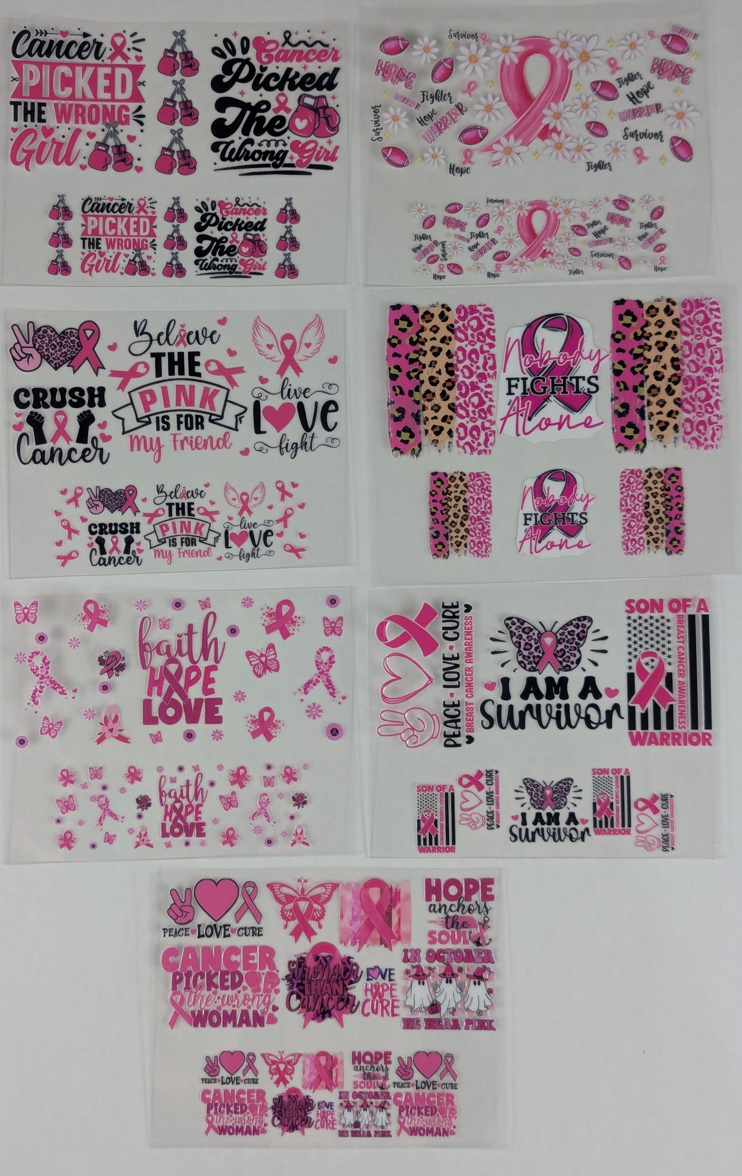 Mini Tumbler Keychain UV/DTF Wraps - Awareness - Breast Cancer - Multiple Designs Available