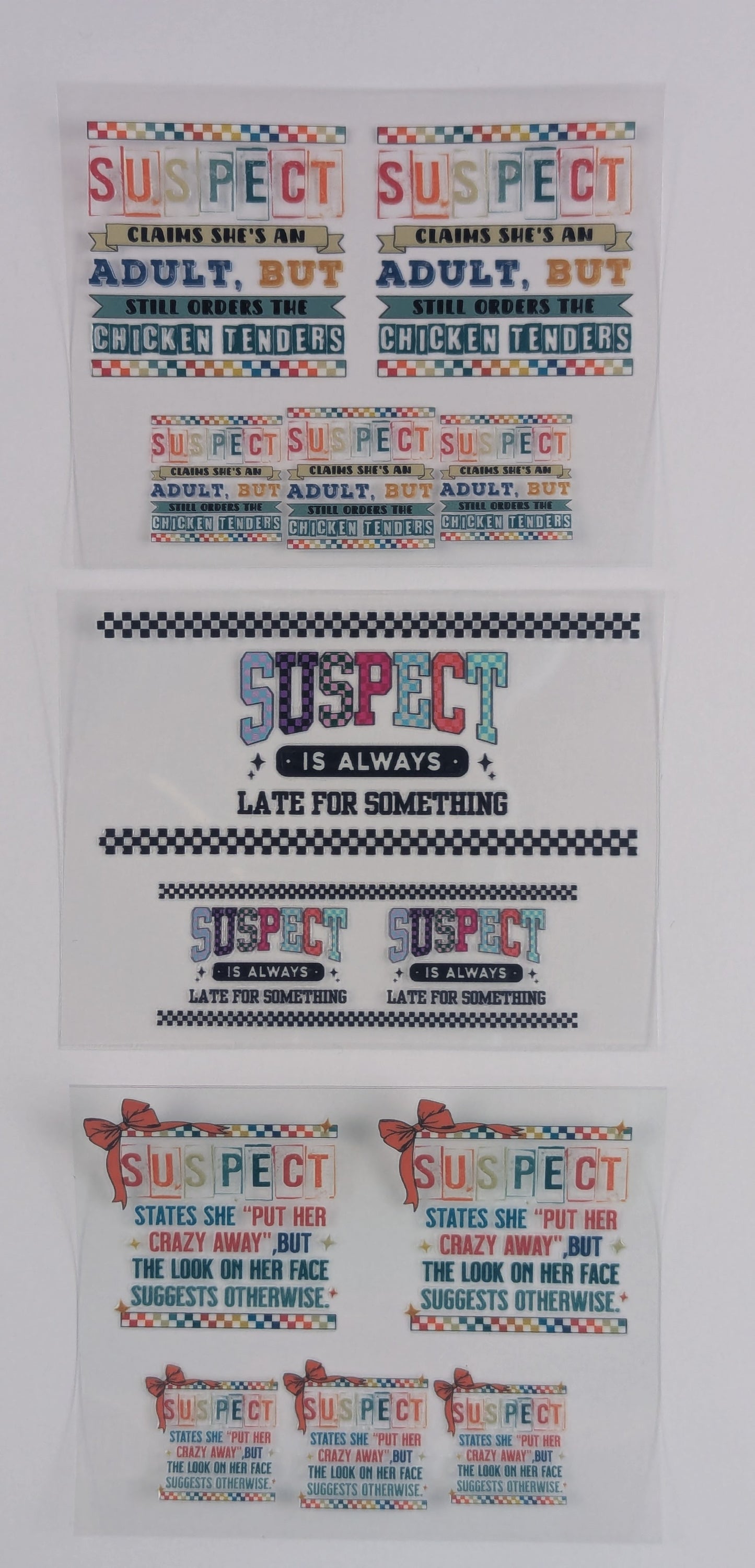 Mini Tumbler Keychain UV/DTF Wraps - Suspect - Multiple Designs Available