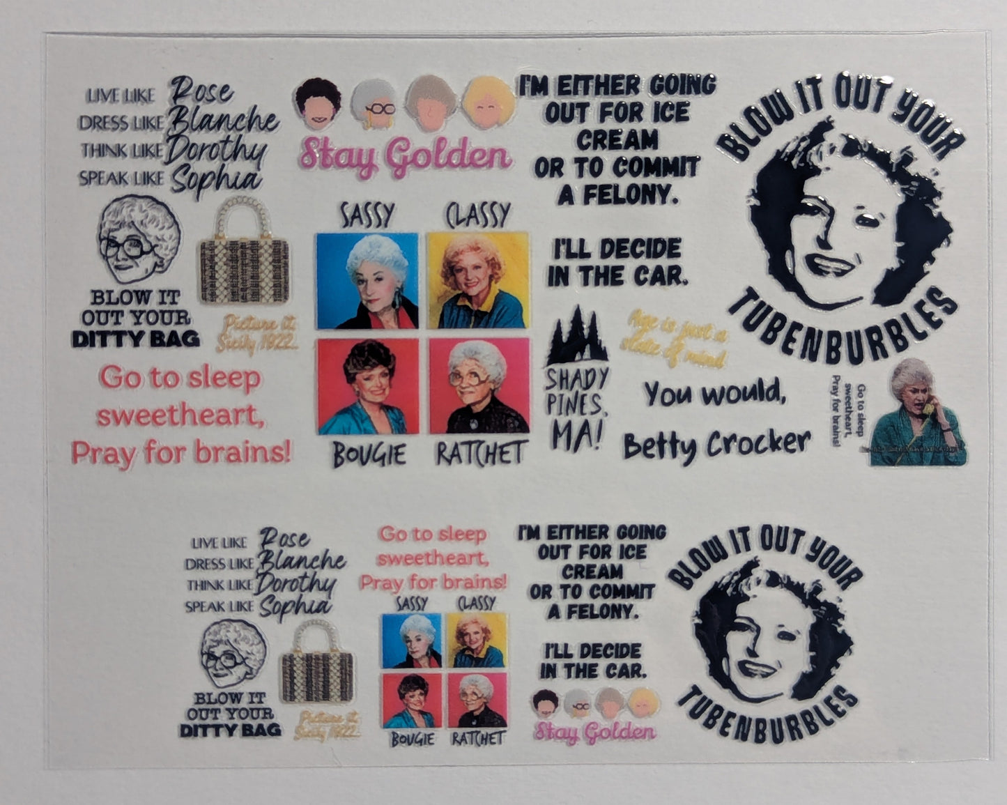 Mini Tumbler Keychain UV/DTF Wraps - Golden Girls - Multiple Designs Available