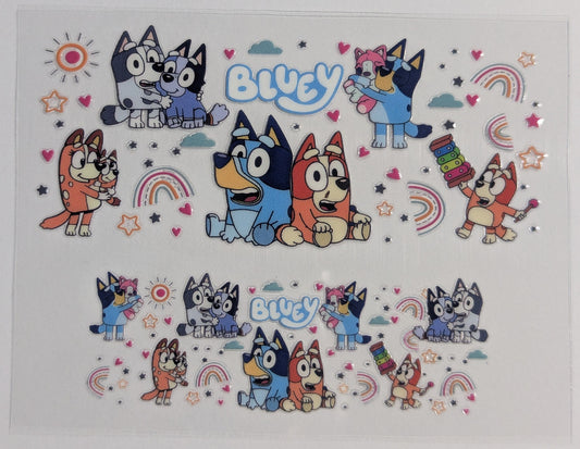 Mini Tumbler Keychain UV/DTF Wraps - Blue Dog 2