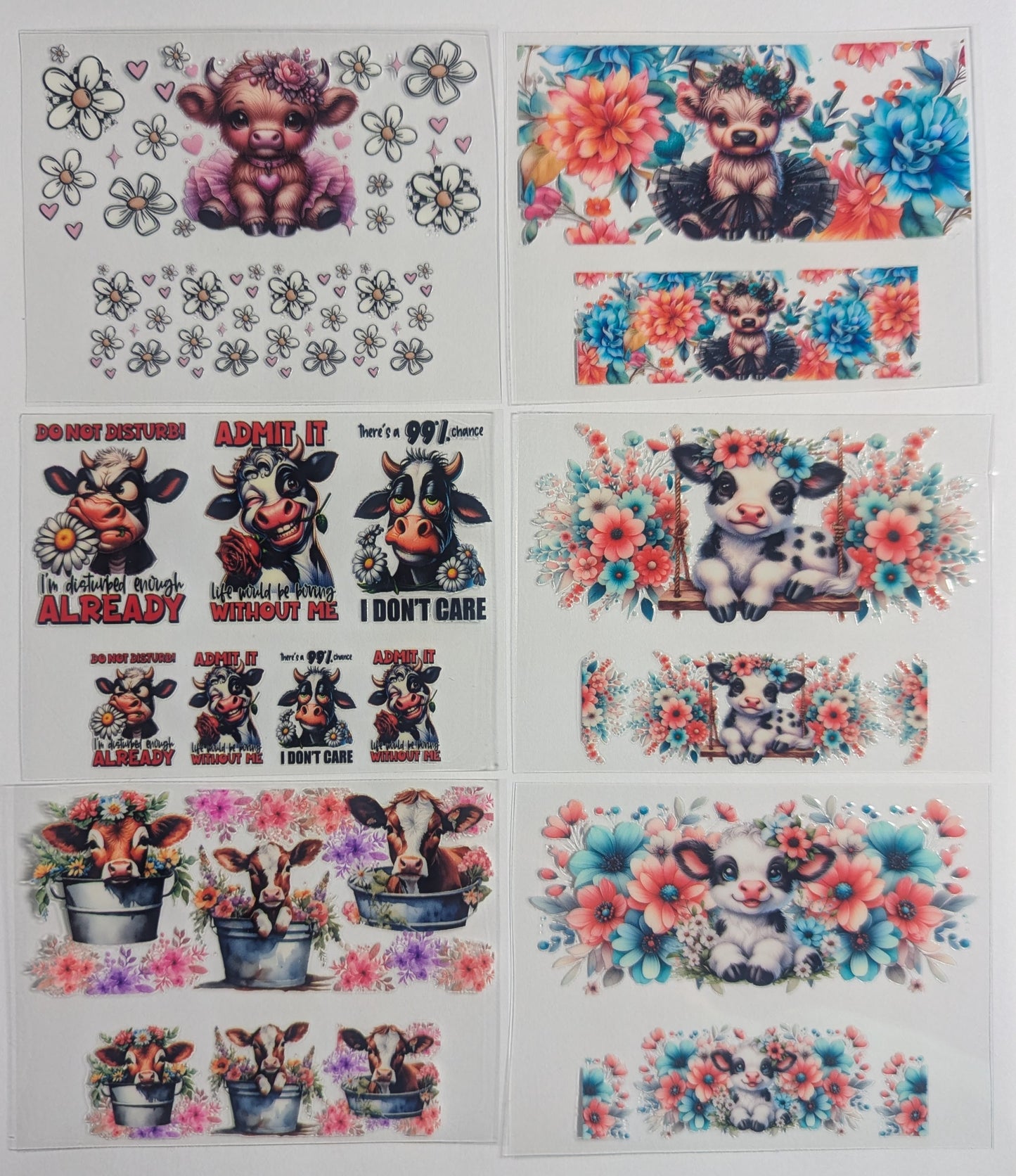 Mini Tumbler Keychain UV/DTF Wraps - Cows 3 - Multiple Designs Available