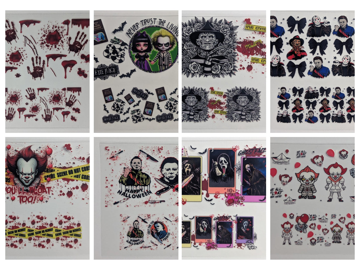 Mini Tumbler Keychain UV/DTF Wraps - Horror 3 - Multiple Designs Available