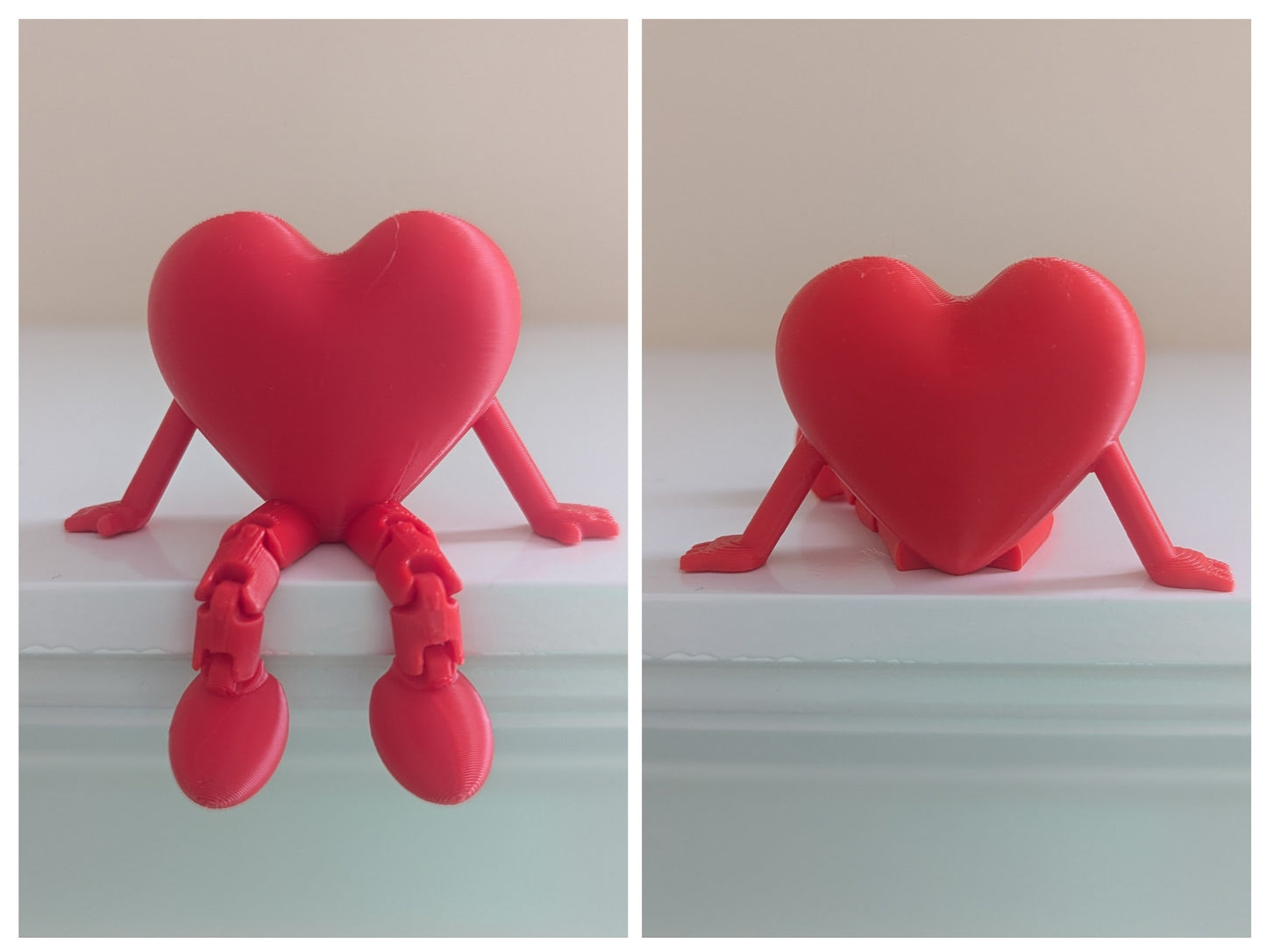 3D Printed Heart Figurines with Dangling Legs