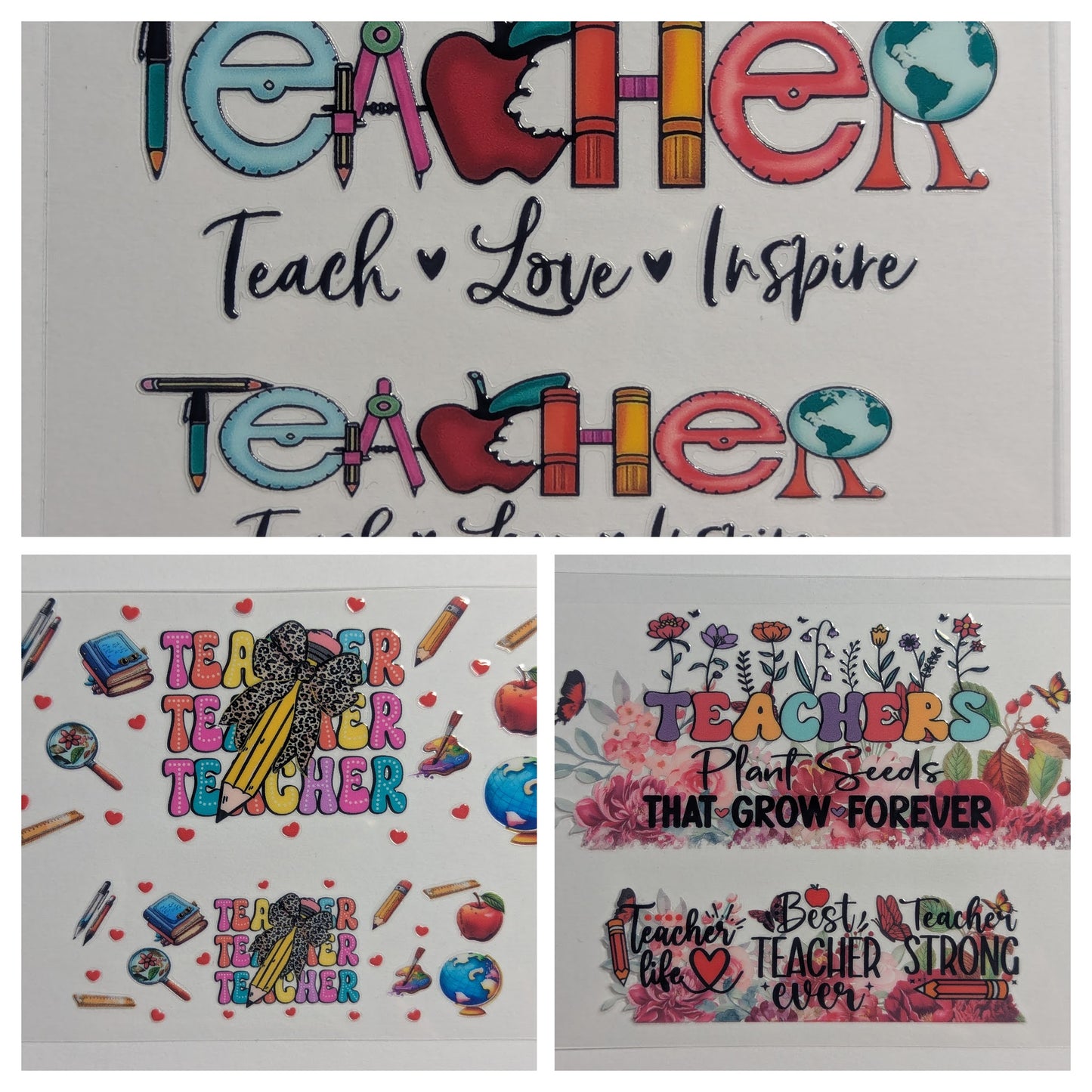 Mini Tumbler Keychain UV/DTF Wraps - Teacher 2 - Multiple Designs Available