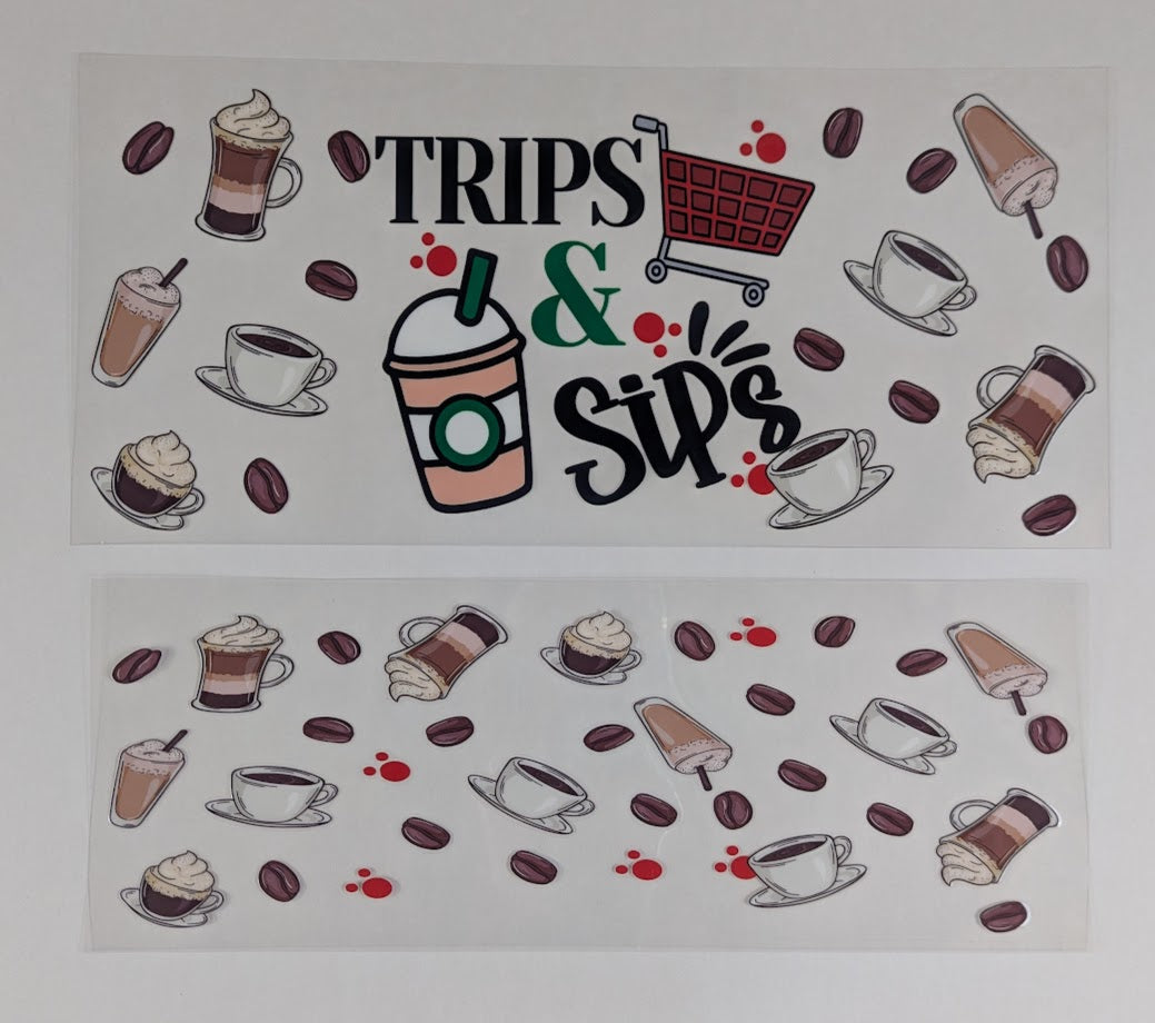 40 oz Ready to Apply UV DTF 2-piece wrap set - Trips & Sips