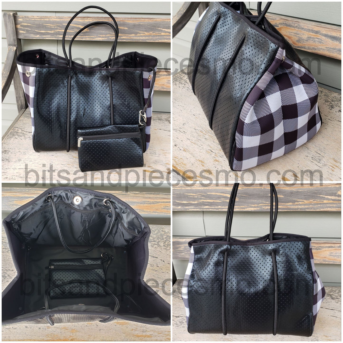 Large Neoprene Beach Tote Bags with Clip on Pouch - Multiple Designs Available