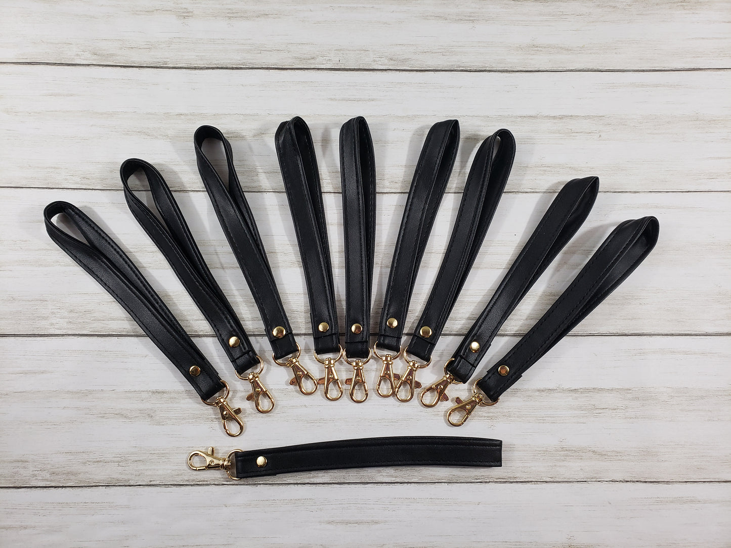 Set of 10 Faux Leather Wristlet Straps with Swivel Clasp – 7.25" Length