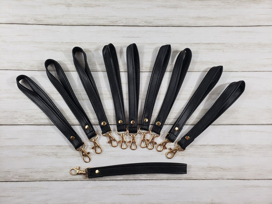 Set of 10 Faux Leather Wristlet Straps with Swivel Clasp – 7.25" Length