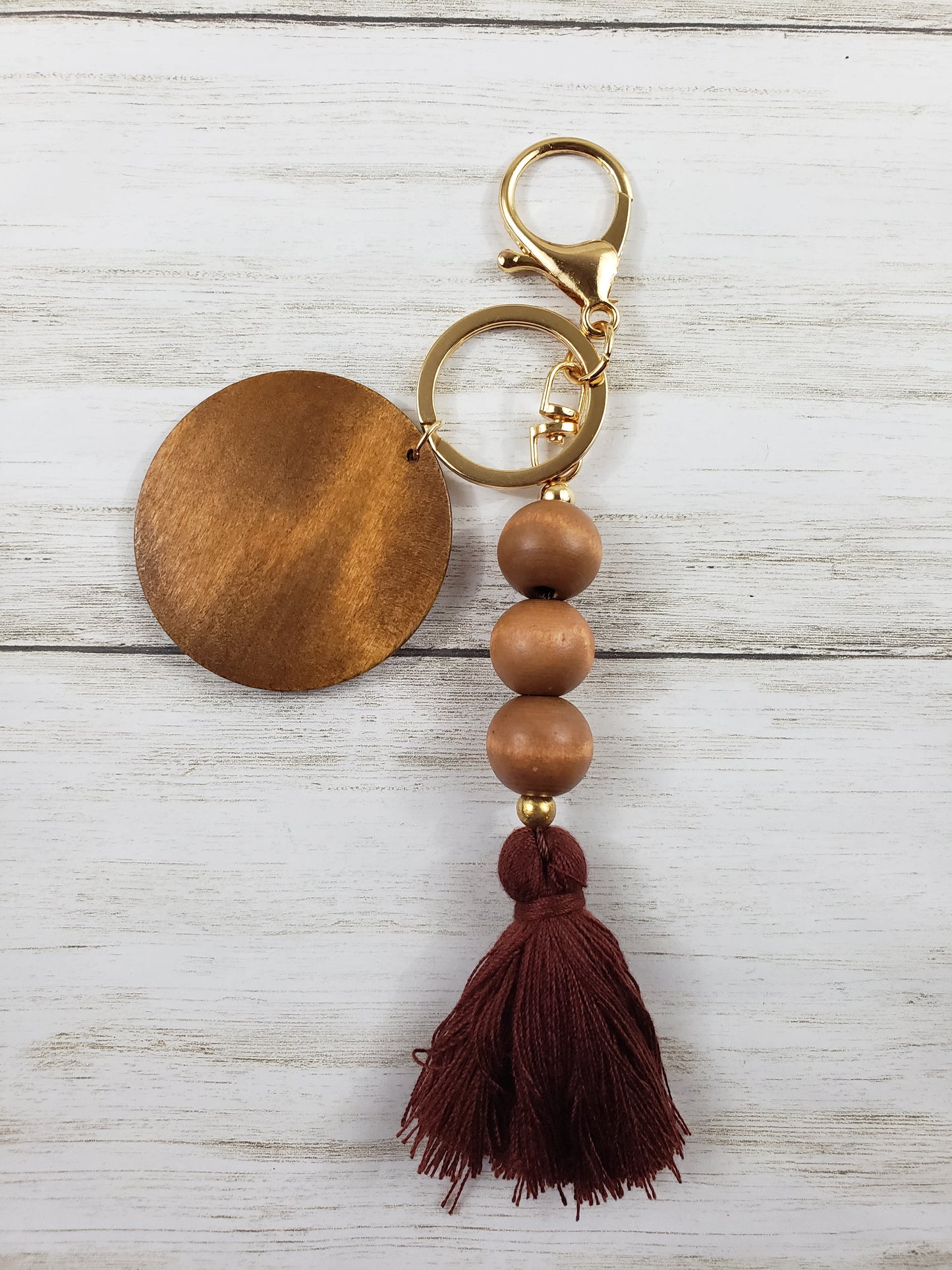 Wood Bead Tassel Keychain - Multiple Designs Available