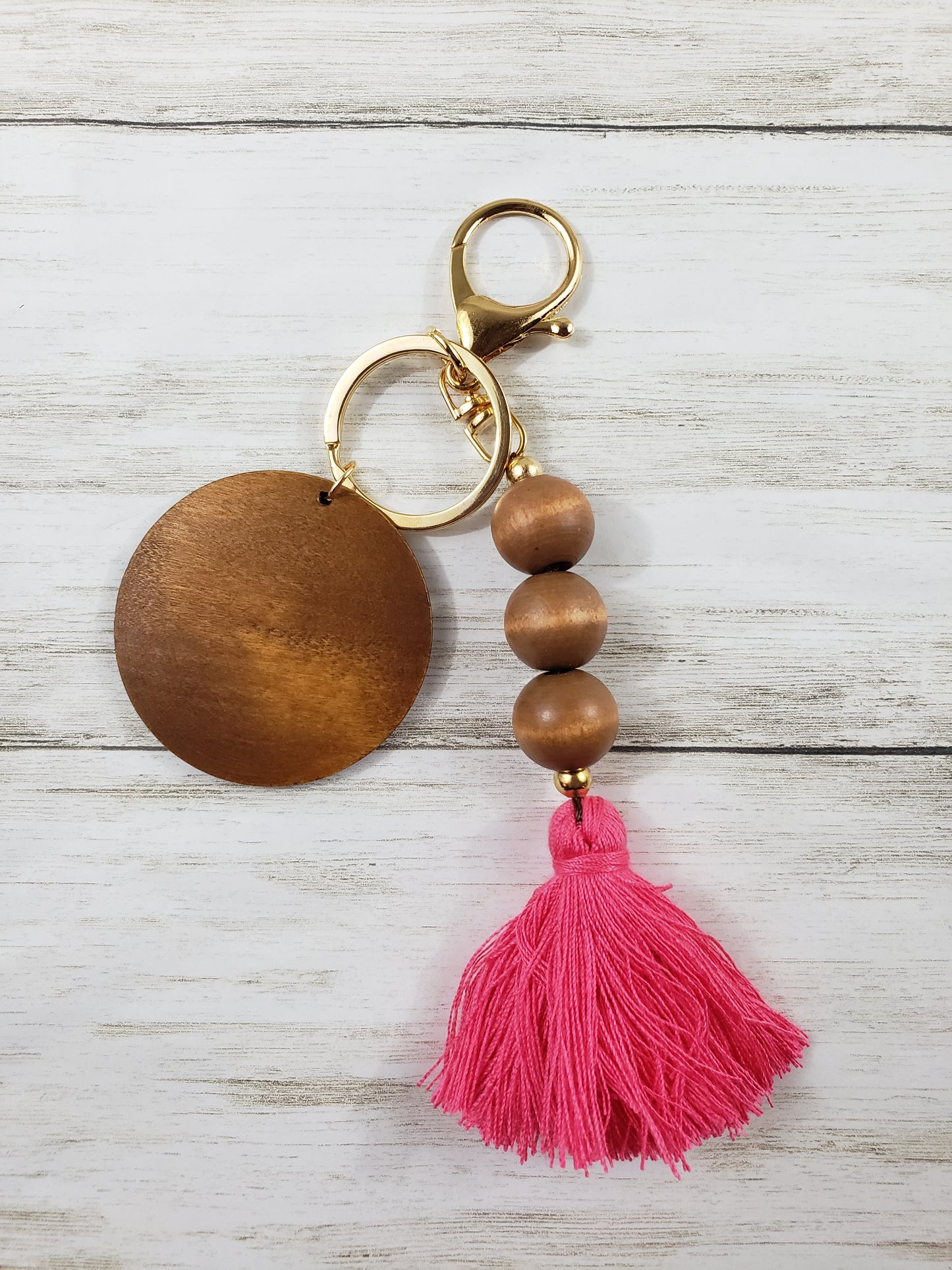 Wood Bead Tassel Keychain - Multiple Designs Available