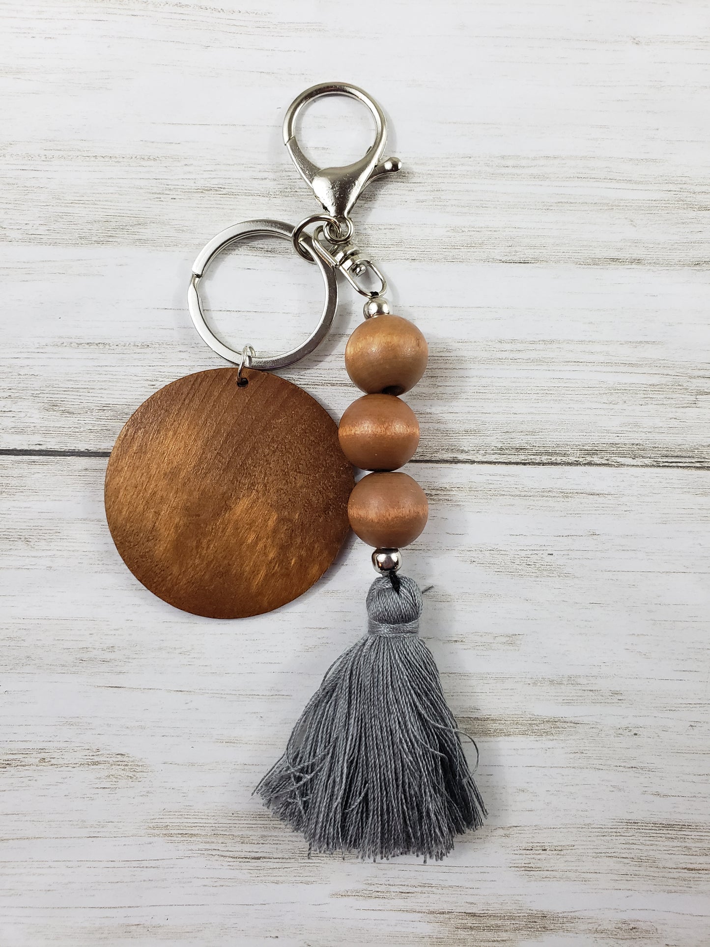Wood Bead Tassel Keychain - Multiple Designs Available