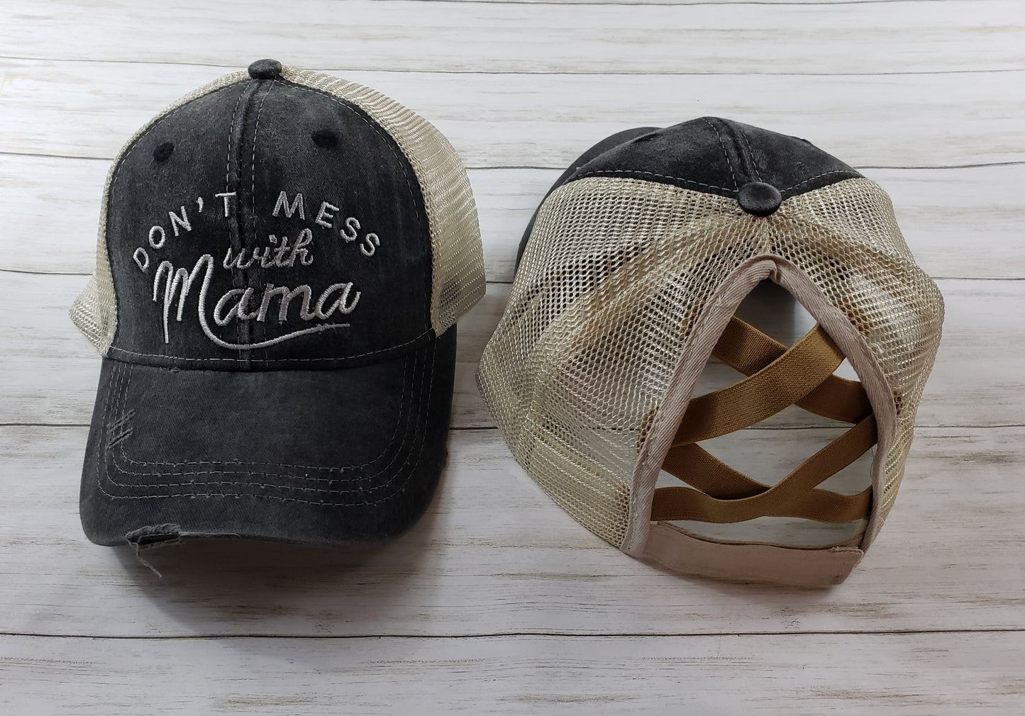 Stylish Embroidered Criss-Cross Ponytail Cap – Perfect for Messy Buns and Ponytails