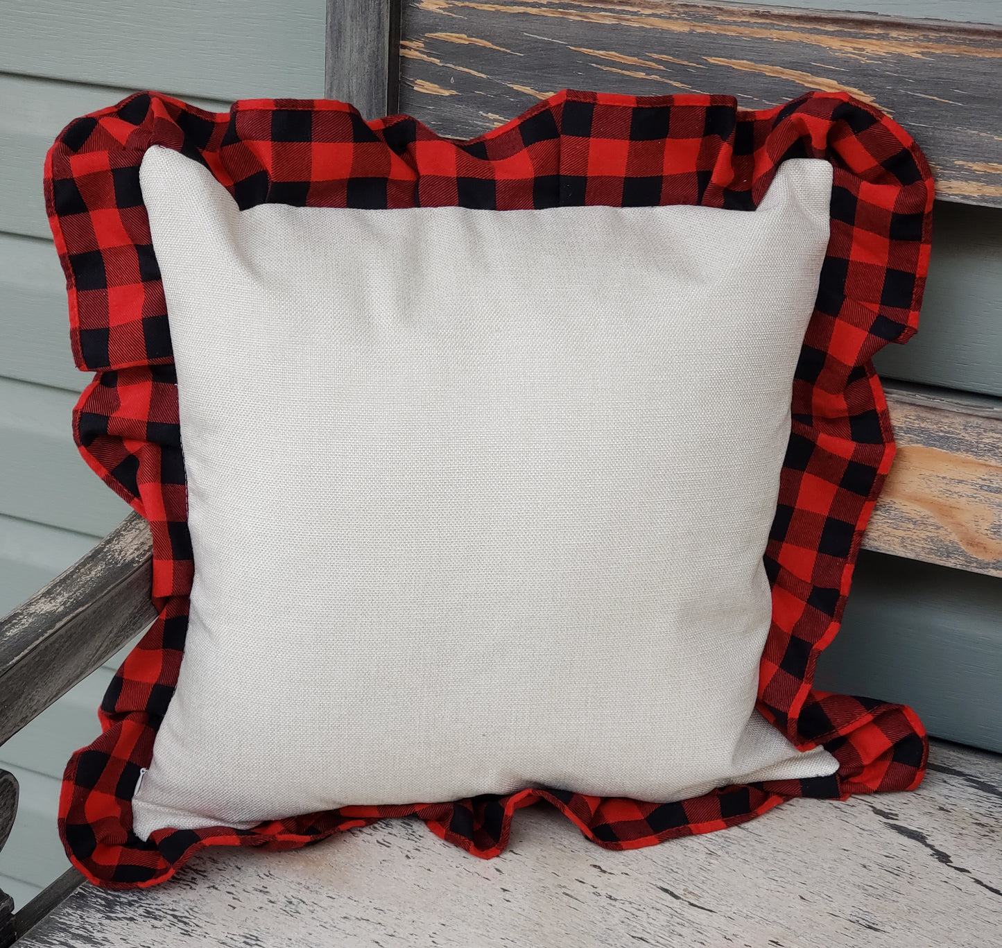 15.5" Ruffle Pillow Cover with 100% Polyester Linen Center – Sublimation Ready – Available in 2 Colors