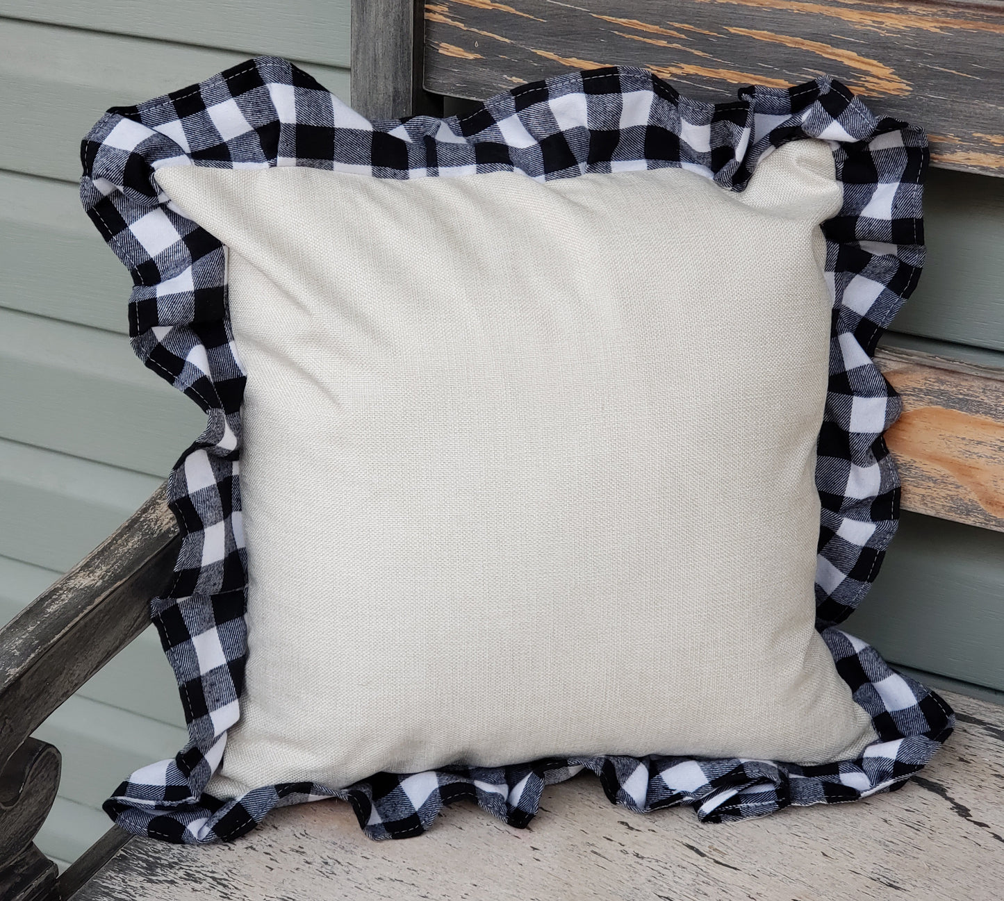 15.5" Ruffle Pillow Cover with 100% Polyester Linen Center – Sublimation Ready – Available in 2 Colors