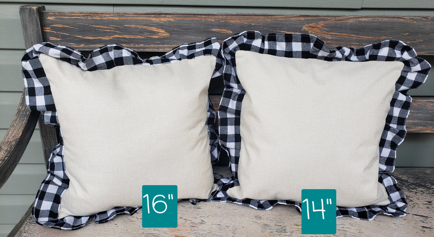15.5" Ruffle Pillow Cover with 100% Polyester Linen Center – Sublimation Ready – Available in 2 Colors
