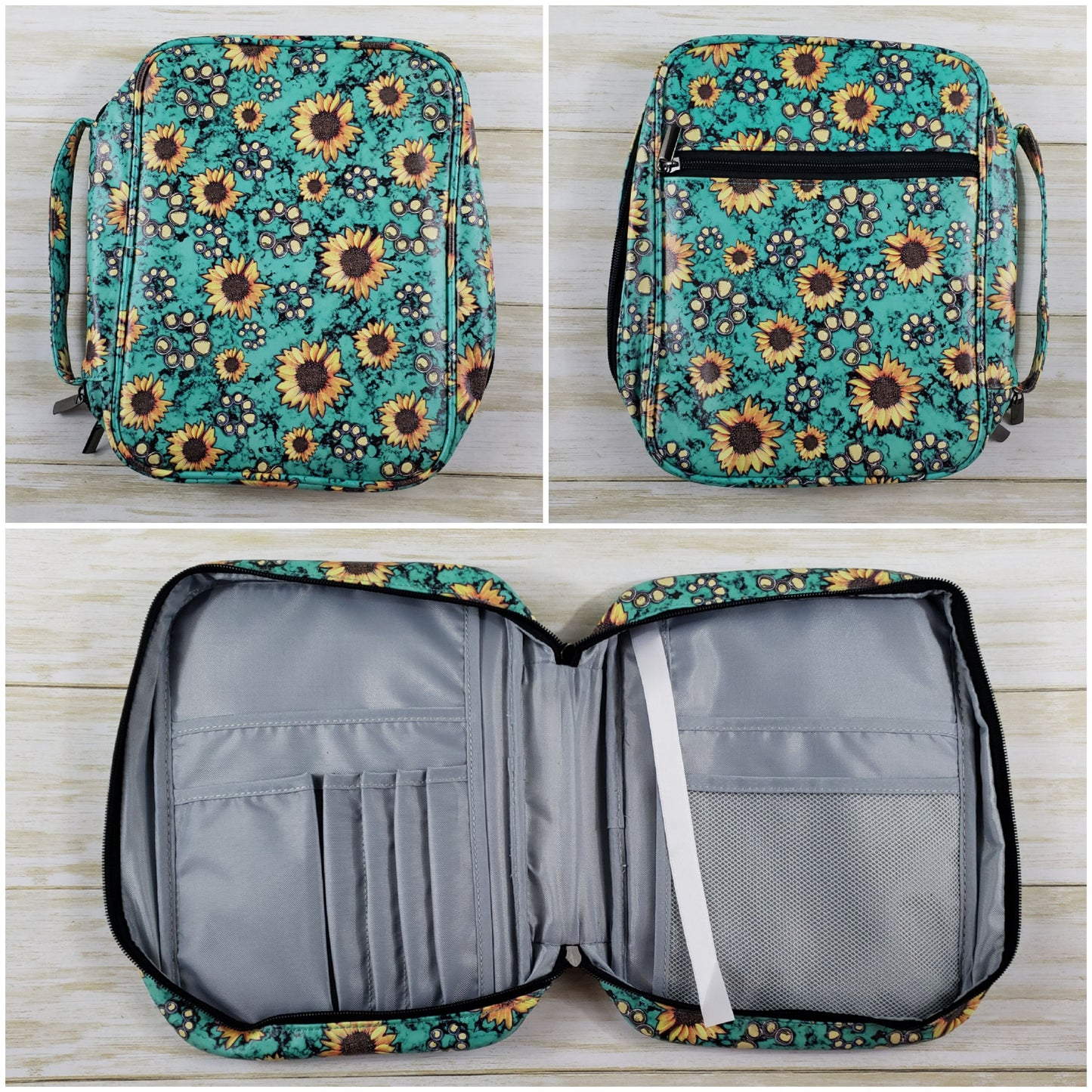 Bible or Book Holder with Zipper Closure, Handle, and Multiple Pockets – Various Prints Available