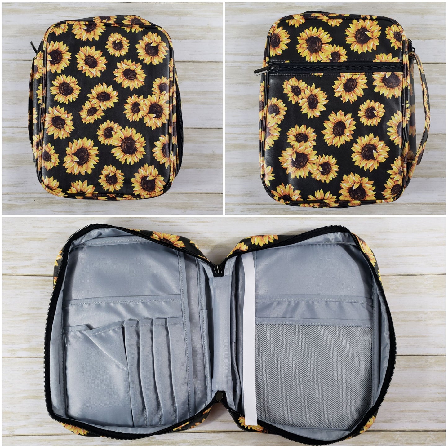Bible or Book Holder with Zipper Closure, Handle, and Multiple Pockets – Various Prints Available