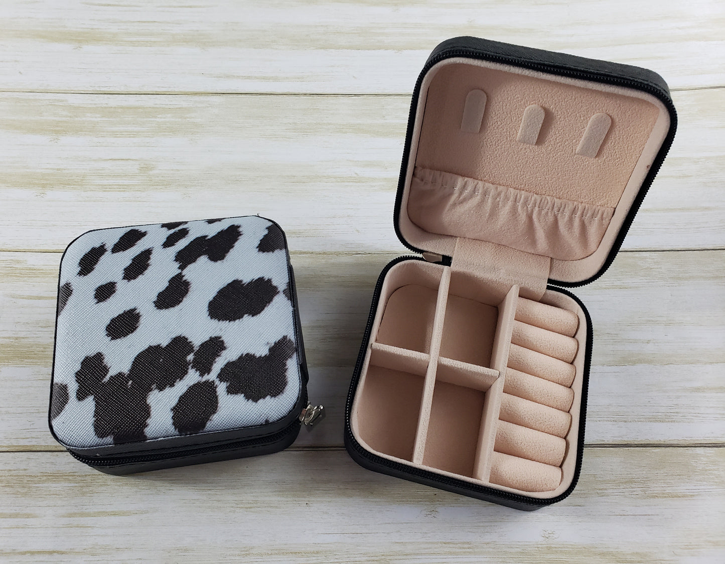 Travel Jewelry Box with Zipper Closure - Multiple Designs Available