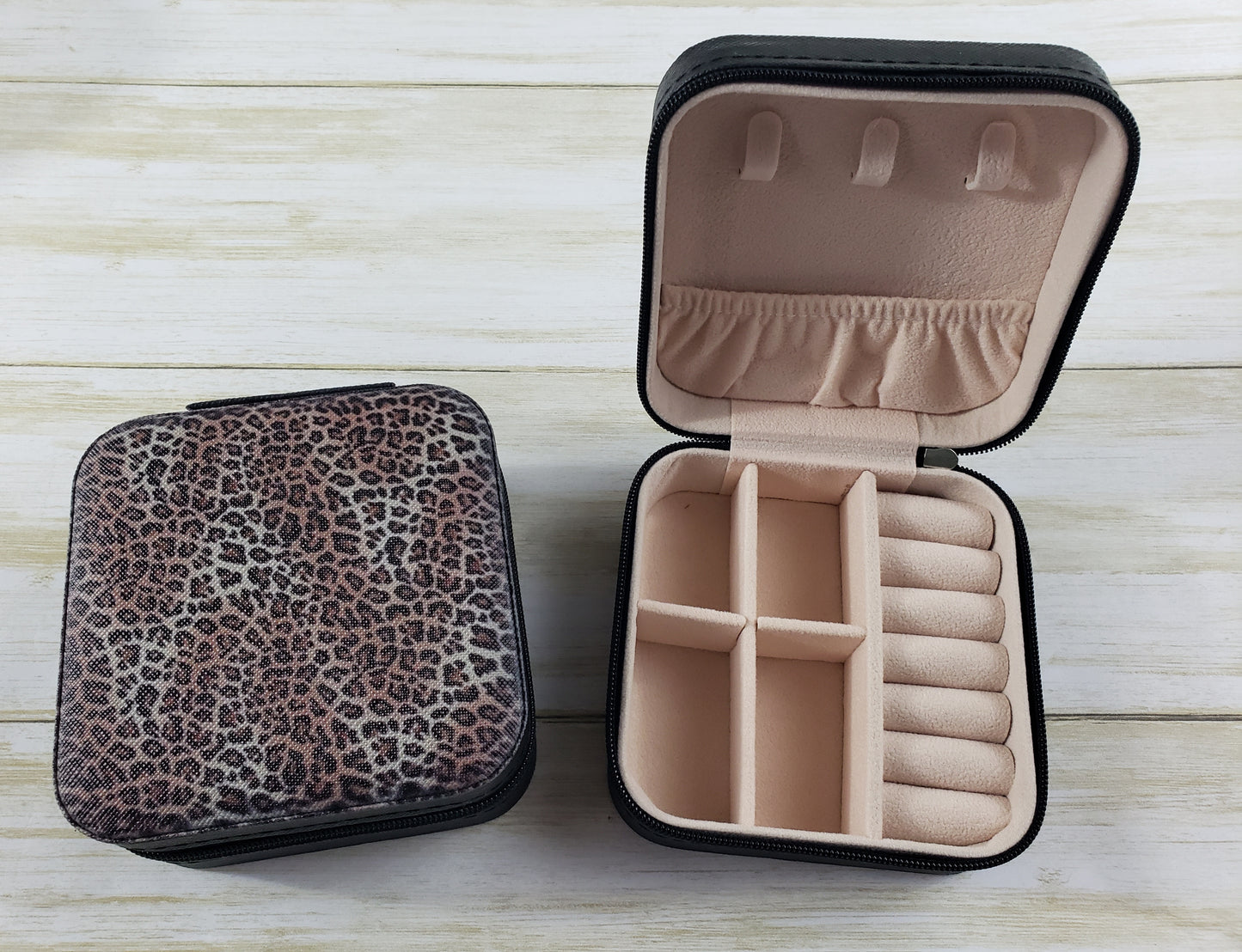 Travel Jewelry Box with Zipper Closure - Multiple Designs Available