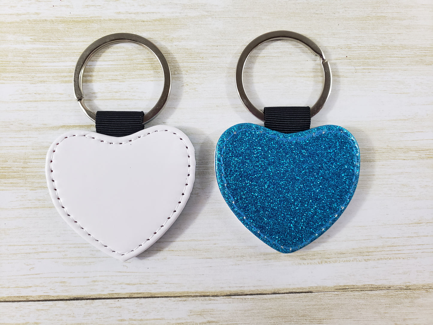 Sublimation Blank - Faux Leather Glitter Keychain - Multiple Shapes and Colors Available