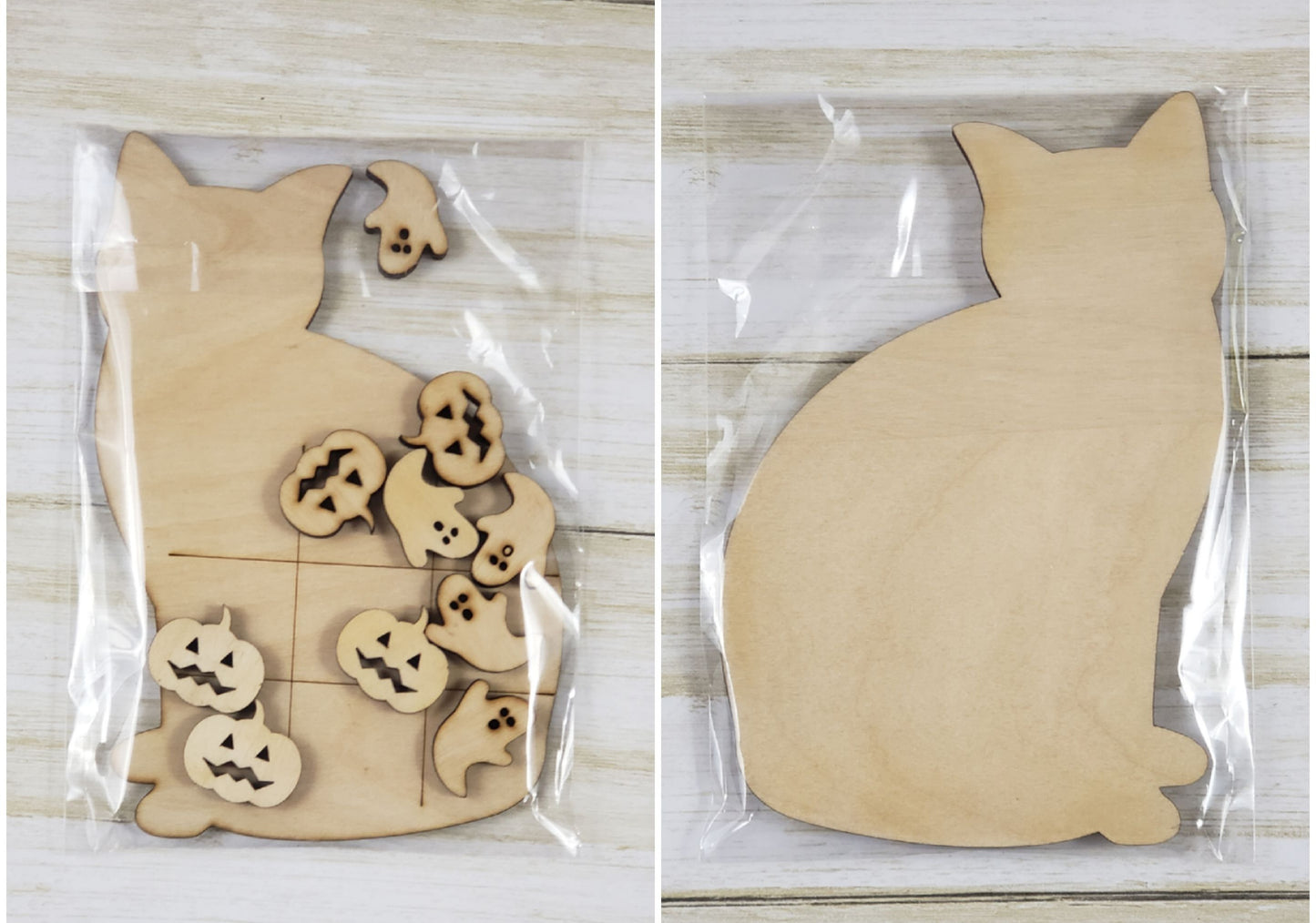 Halloween Cat Tic-Tac-Toe Set with 10 Laser Cut Pieces
