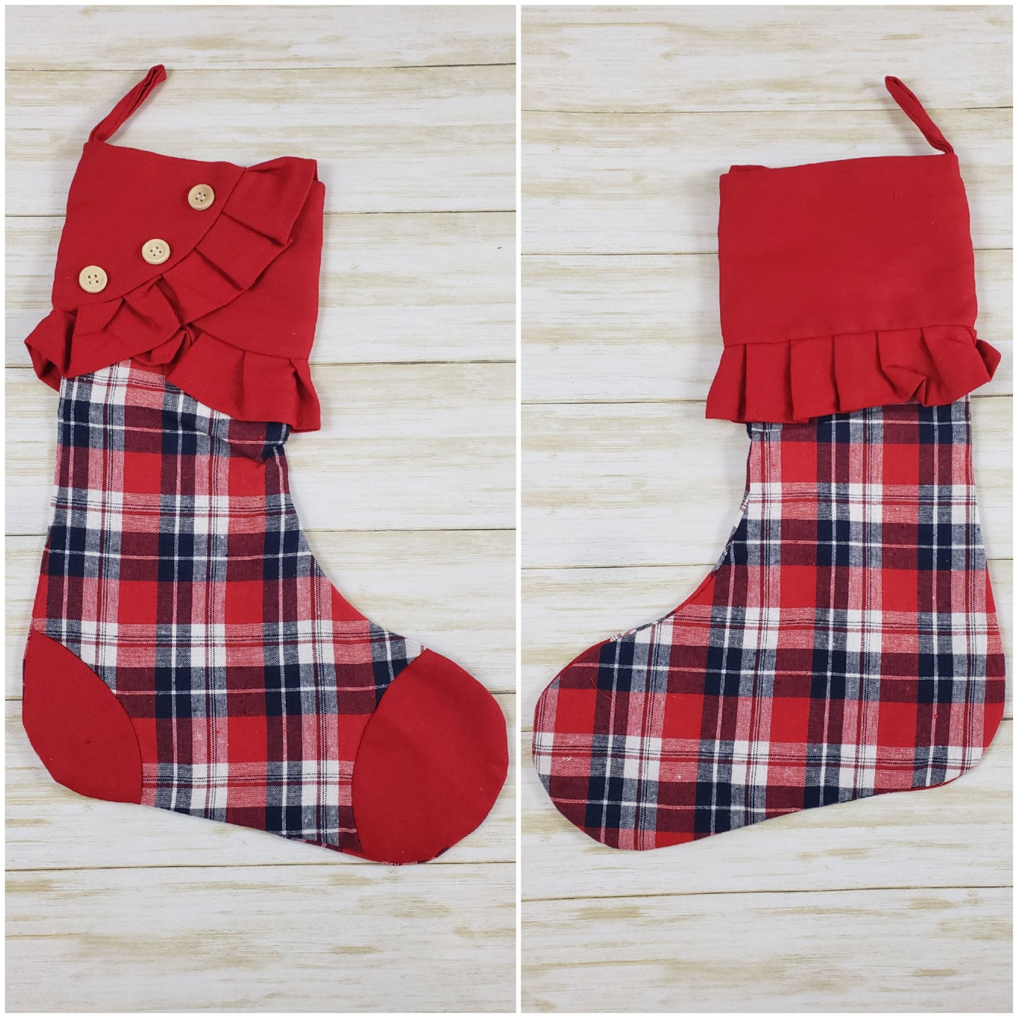 Stocking with Ruffle and Decorative Buttons - Multiple Options Available