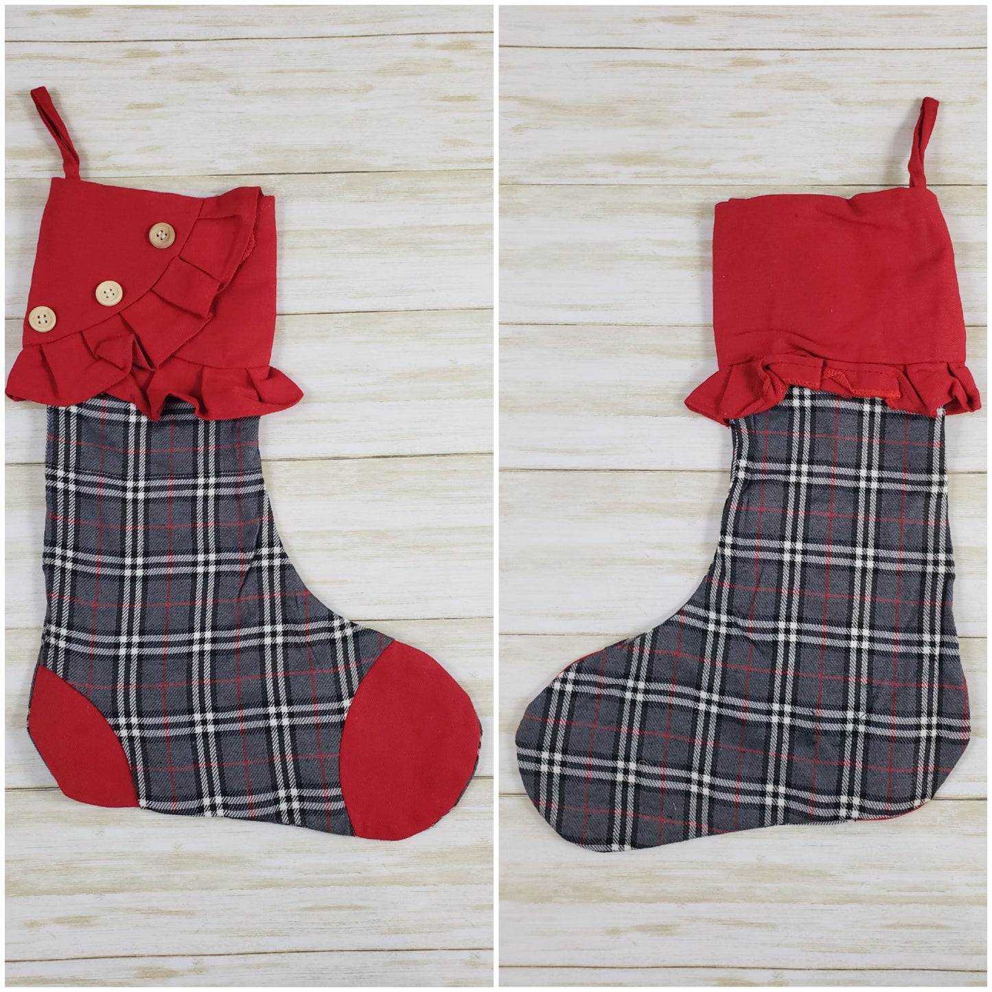Stocking with Ruffle and Decorative Buttons - Multiple Options Available