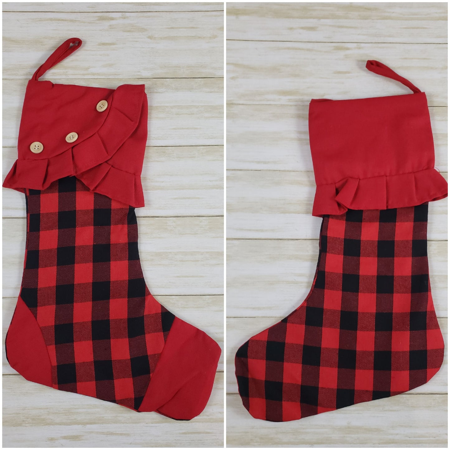 Stocking with Ruffle and Decorative Buttons - Multiple Options Available