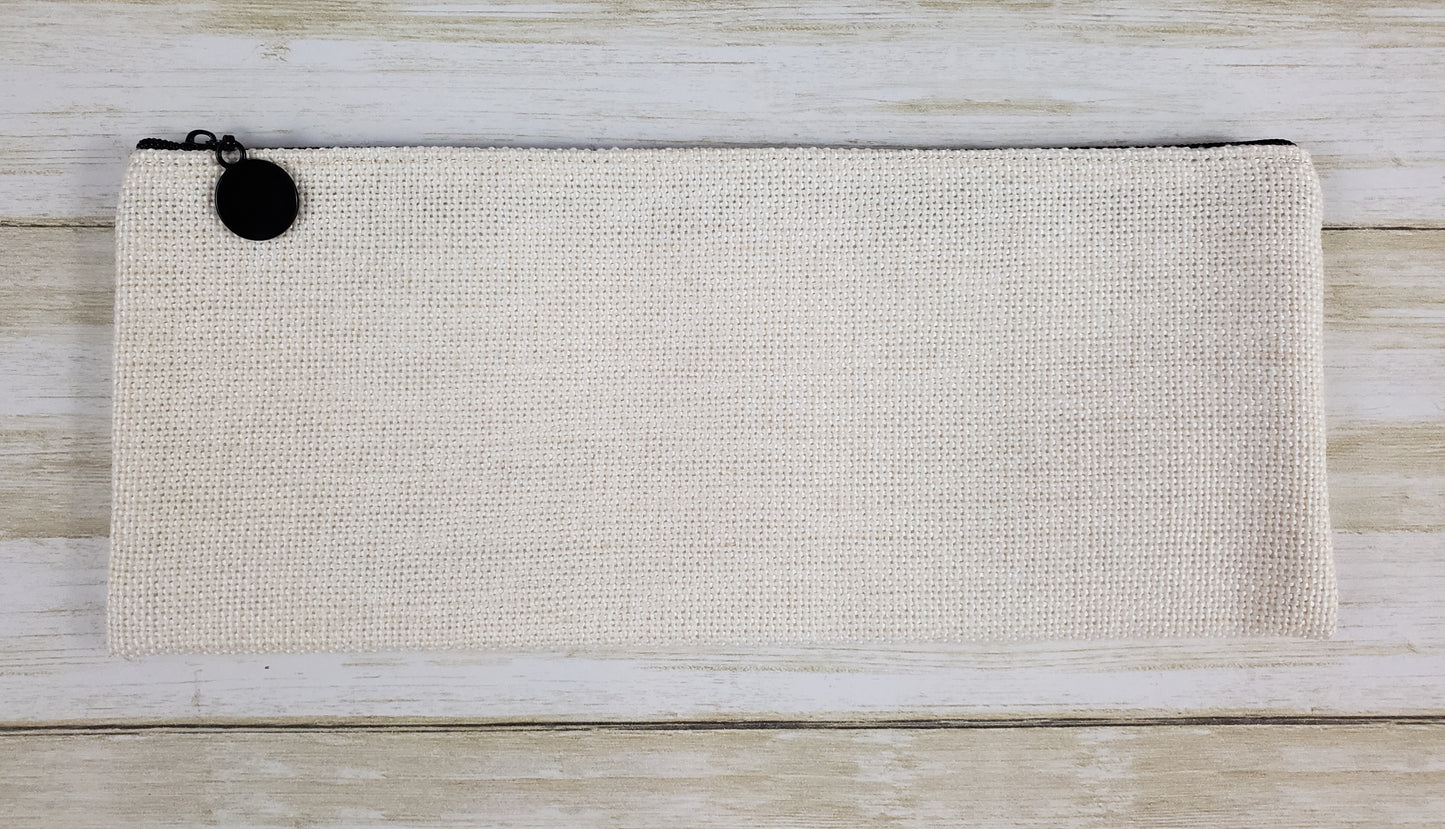 Sublimation Blank - Linen Pencil Pouch with Zipper Closure - 9.5" x 4"