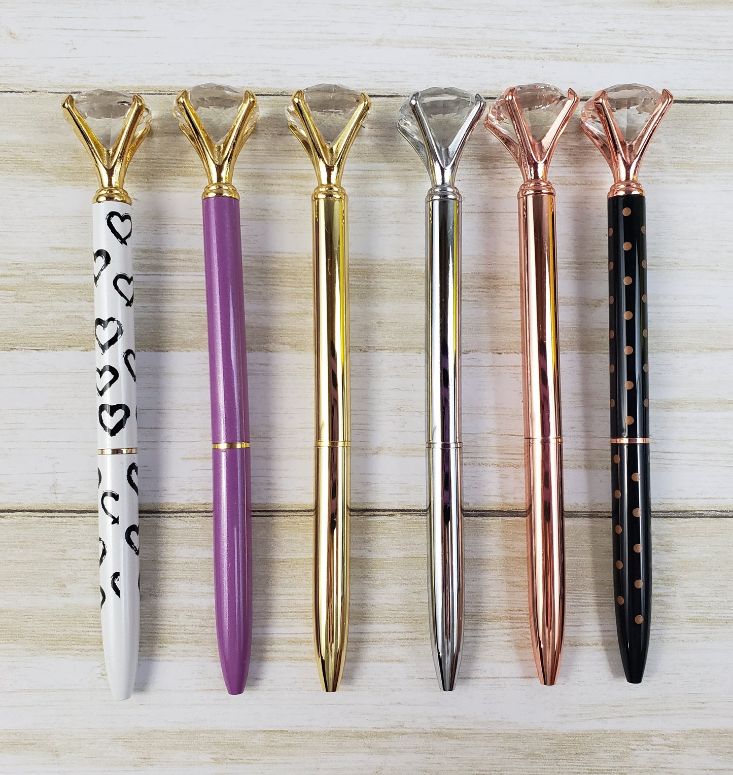 Diamond Top Pen - Elegant Writing Pen with Large Faux Gemstone - Multiple Colors Available