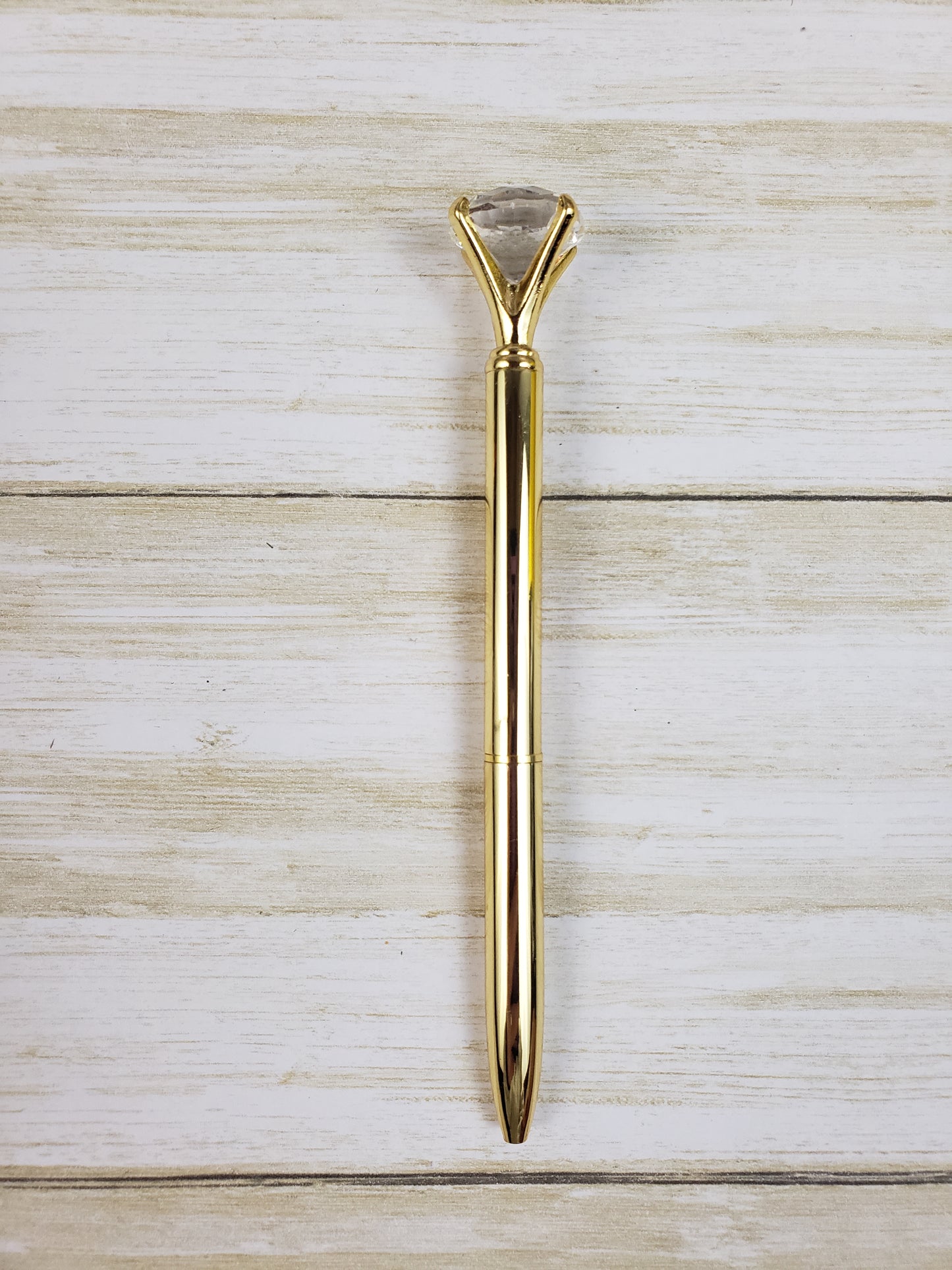 Diamond Top Pen - Elegant Writing Pen with Large Faux Gemstone - Multiple Colors Available