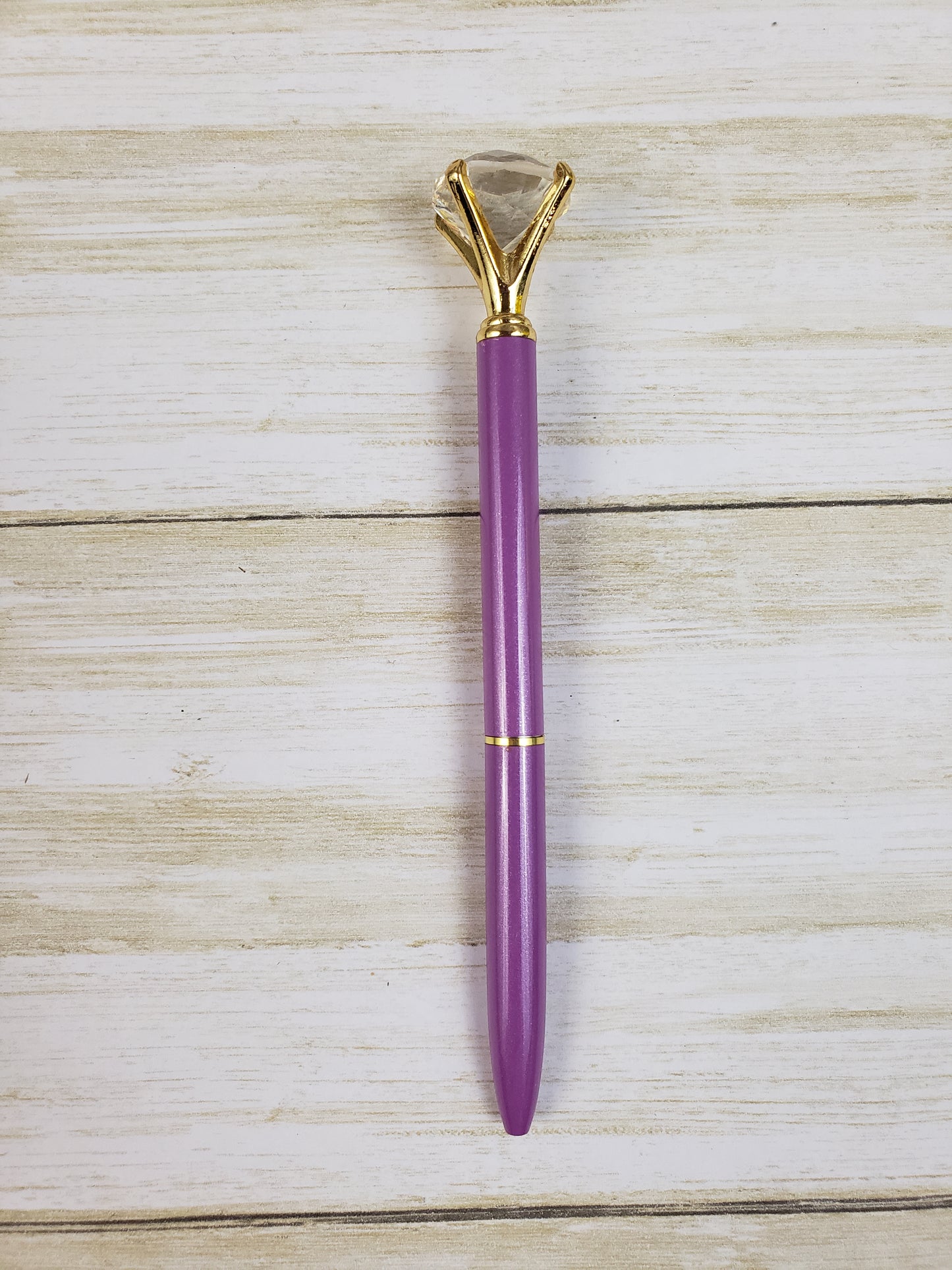 Diamond Top Pen - Elegant Writing Pen with Large Faux Gemstone - Multiple Colors Available