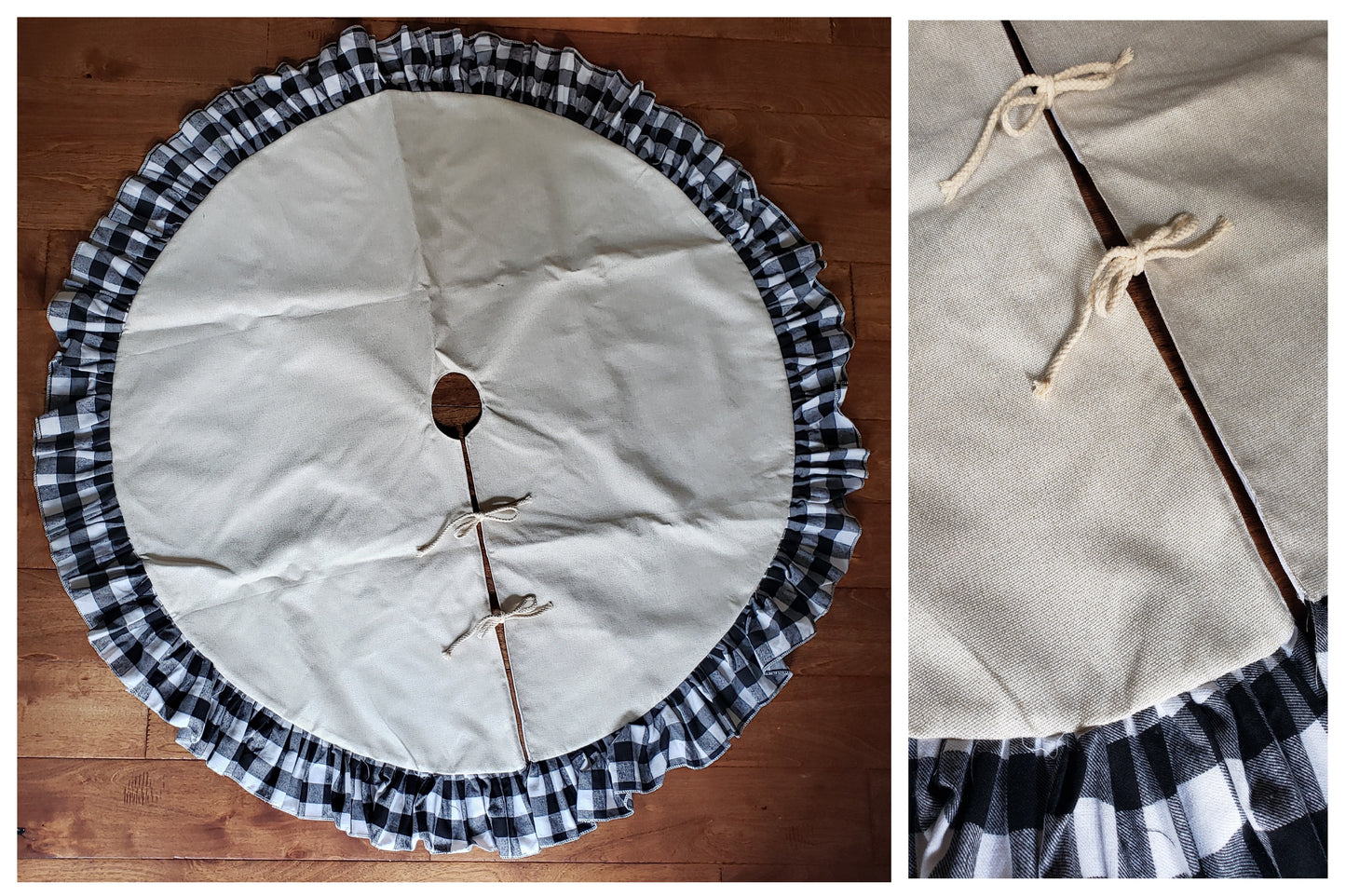 48" Ruffle Tree Skirt with Linen Center – Perfect for Sublimation – Available in 2 Colors
