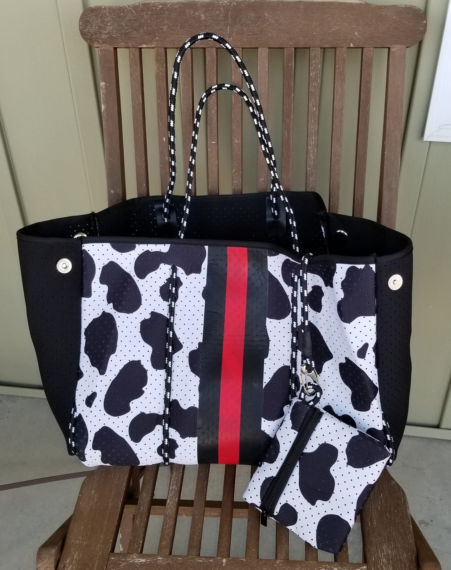Large Neoprene Beach Tote Bags with Clip on Pouch - Multiple Designs Available