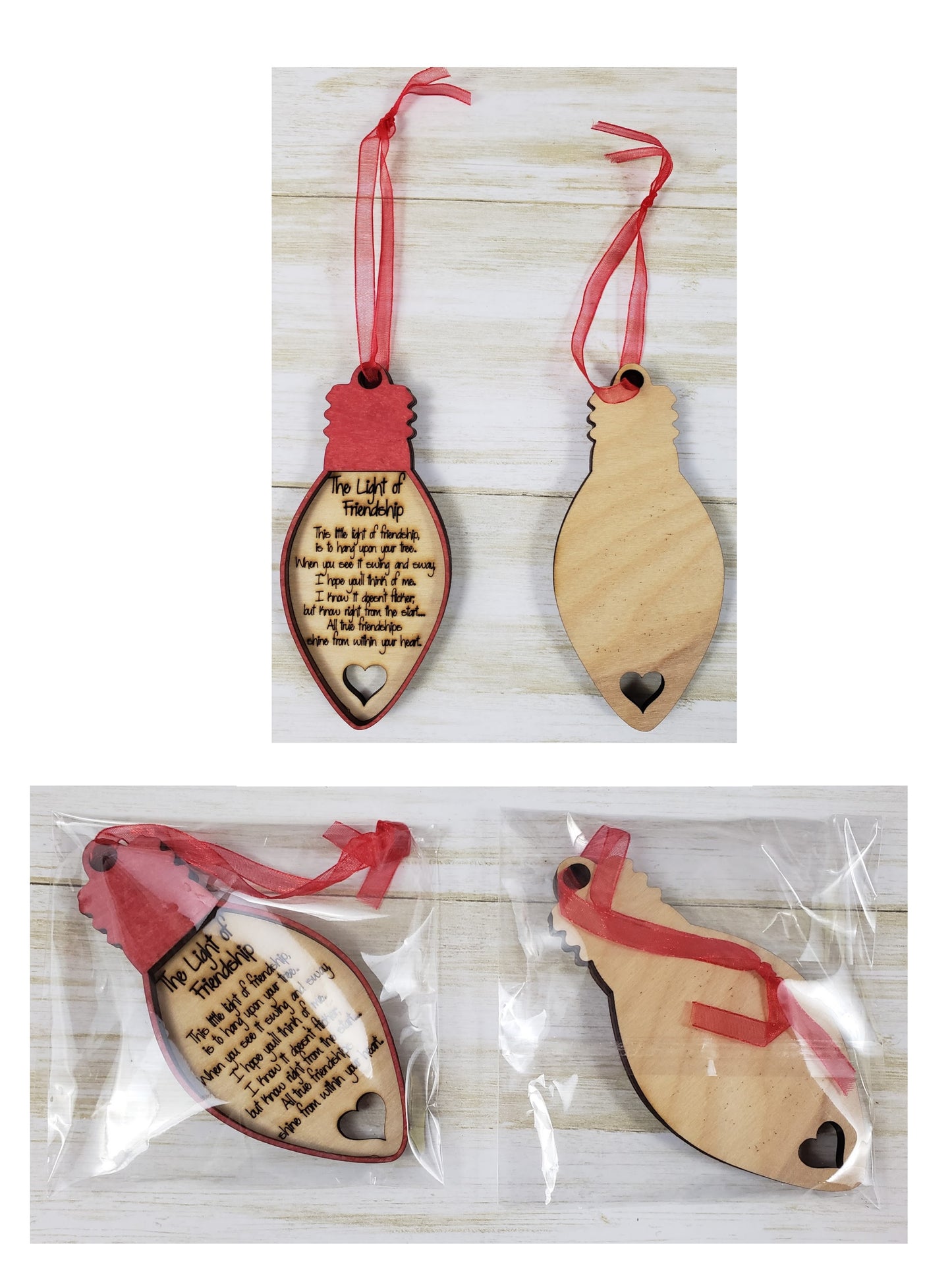 Light of Friendship - Laser Engraved & Painted Ornament