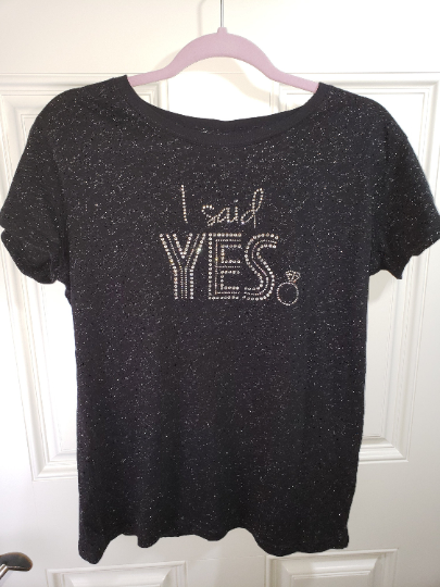 Rhinestone Transfer - I Said Yes Diamond Ring Hot Fix Crystal Rhinestone Transfer