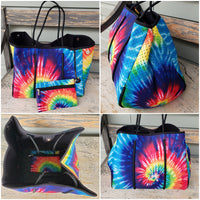 Large Neoprene Beach Tote Bags with Clip on Pouch - Multiple Designs Available