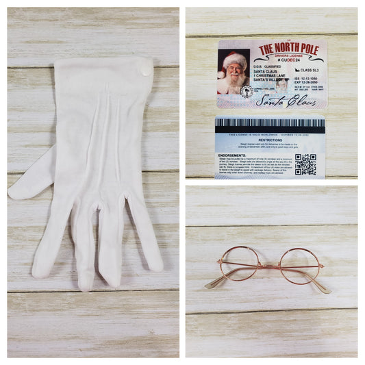 Small Santa Kit with Wire Frames, Glove, and Santa License