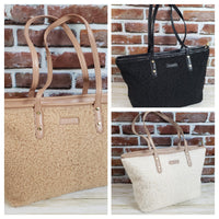 Sherpa Tote Bag with Zipper Closure - (M711) - Available in 3 colors