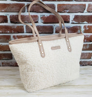 Sherpa Tote Bag with Zipper Closure - (M711) - Available in 3 colors