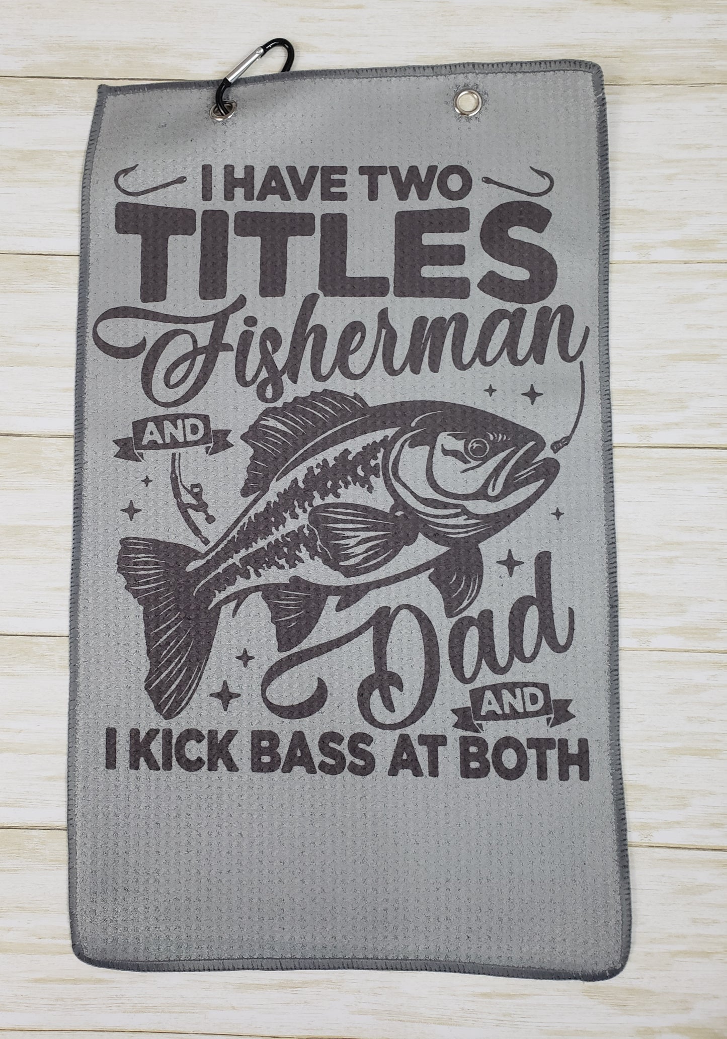 Sports Towels with Sublimated Design and Carabiner Hook - Fishing