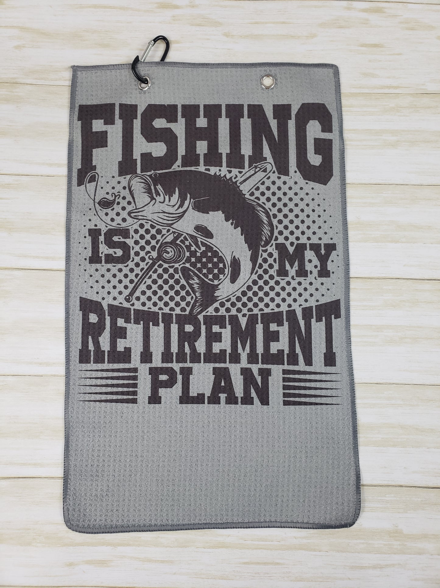 Sports Towels with Sublimated Design and Carabiner Hook - Fishing