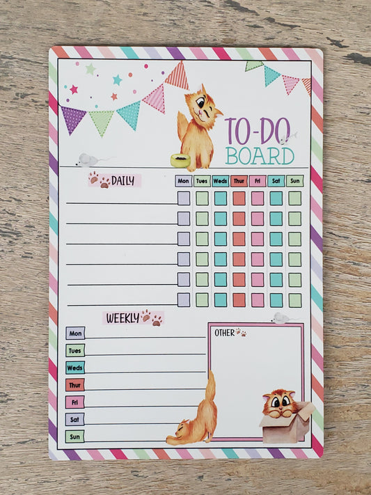 Fun-Themed Aluminum Dry Erase Chore Chart (8" x 12") with Magnetic Strips and Marker - Multiple Designs Available