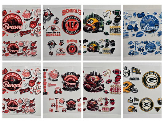 Mini Tumbler Keychain UV/DTF Wraps - Football 5 - Multiple Designs Available